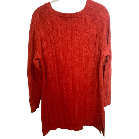 J Jill Sweater Red Orange  Cable Knit Wool Blend Size M - Picture 5 of 11